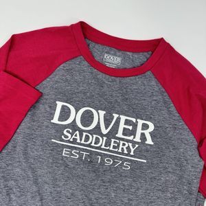 Dover Saddlery Gray Red Long‎ Sleeve Baseball Shirt Youth XL